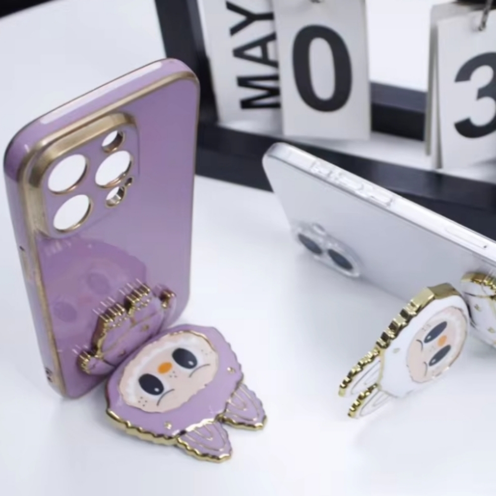 LABUBU 360 Degree Rotatable Mirror Cell Phone Holder Phone Stand, Purple, NEW